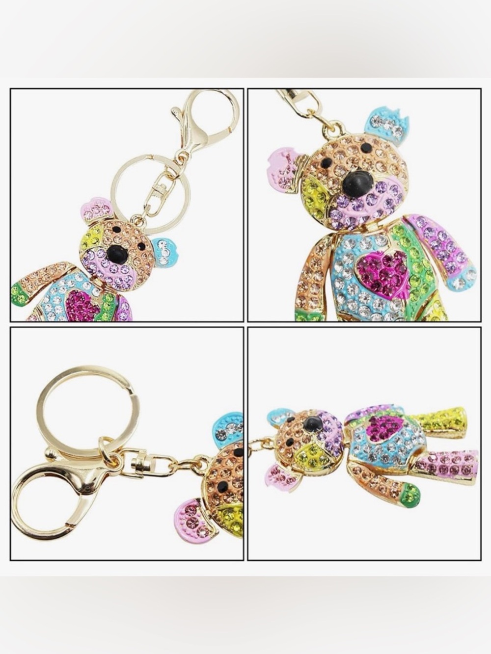 Rhinestone Multicolor Teddy Bear Keychain NWT 12 pcs - Picture 4 of 5